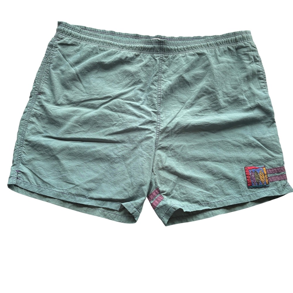 Vtg Weekends Beachwear Mens Large‎ Teal Nylon Swim Trunks Shorts 90s Surf Skate